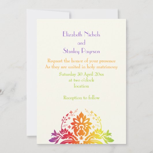 Ehe mit Regenbogenfarben Einladung (Rückseite)