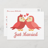 Ehe Red Burgund Lovebirds Hochzeit Ankündigungspostkarte (Vorne/Hinten)