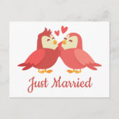 Ehe Red Burgund Lovebirds Hochzeit Ankündigungspostkarte (Vorderseite)