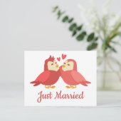 Ehe Red Burgund Lovebirds Hochzeit Ankündigungspostkarte (Stehend Vorderseite)