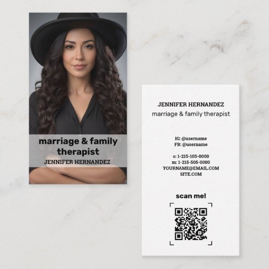 Ehe und Familientherapeut Custom QR Visitenkarte (Vorne/Hinten)