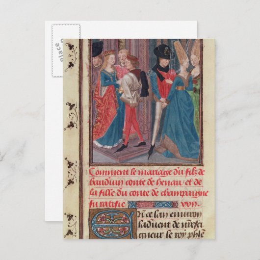 Ehe von Baldwin VI und Marie Postkarte (Vorne/Hinten)