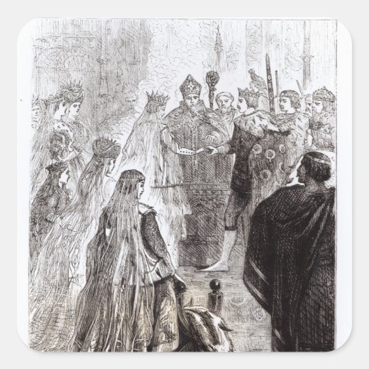 Ehe von Edward II. und Isabella von Frankreich Quadratischer Aufkleber (Vorderseite)