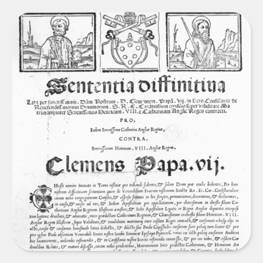 Ehe von Heinrich VIII. und Catherine von Aragon Quadratischer Aufkleber (Vorderseite)