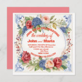 Eheeinladung mit Blume und rosa Backgroup Einladung (Vorne/Hinten)