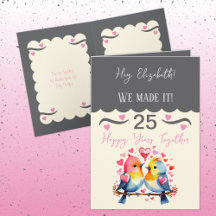Ehefrau 25. Jubiläum Vögel grau rosa
