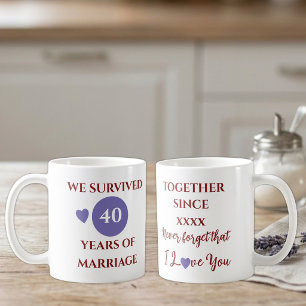 Ehefrau 40 Jahre Ehe lila Jahr Kaffeetasse