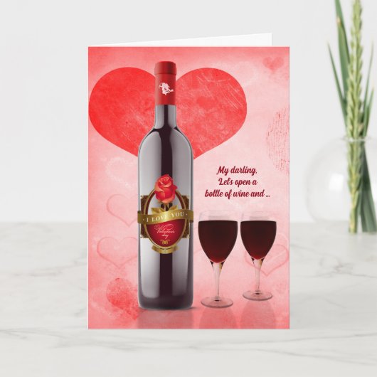 Ehefrau am Valentinstag Weinliebhaber Feiertagskarte (Vorderseite)