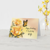 Ehefrau Birthday Gelbe Rosen mit Monarch Butterfly Karte (Gelbe Blume)
