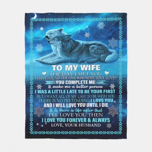 Ehefrau Blanket Wolf, Personalisiert zu meiner Ehe Fleecedecke (Vorderseite)