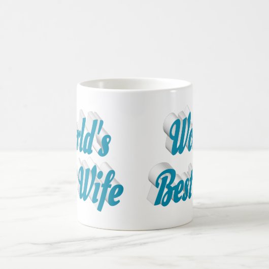 Ehefrau Blau Halbtext Kaffeetasse (Mittel)