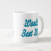 Ehefrau Blau Halbtext Riesenkaffee Tasse (Vorderseite Rechts)