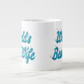 Ehefrau Blau Halbtext Riesenkaffee Tasse (Vorderseite)