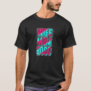 Ehefrau Chef Mutti Blau Rosa Frohen Muttertag Vint T-Shirt