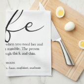 Ehefrau definiert Rotes Herz Schwarz und Weiß Geschirrtuch (Viertel Falte)