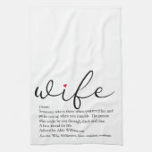 Ehefrau definiert Rotes Herz Schwarz und Weiß Geschirrtuch (Vertikal)