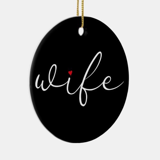 Ehefrau definiert Schwarz und Weiß-Script-Rotes He Keramik Ornament (Rechts)