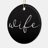 Ehefrau definiert Schwarz und Weiß-Script-Rotes He Keramik Ornament (Links)