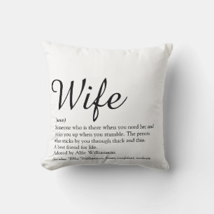 Ehefrau Definition Black and White Chic Schriftzug Kissen