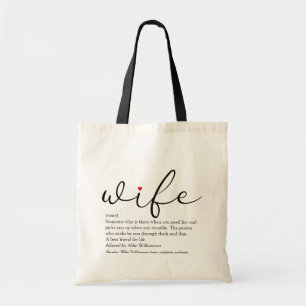 Ehefrau Definition Chic Schrift Rot Herz Liebe Tragetasche