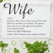 Ehefrau Definition Chic Skript Schwarz und Weiß Sp Geschirrtuch (Gefaltet)