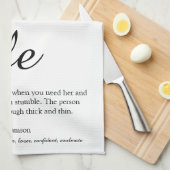 Ehefrau Definition Chic Skript Schwarz und Weiß Sp Geschirrtuch (Viertel Falte)