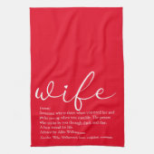 Ehefrau Definition Elegante Script Liebe Herz Rot Geschirrtuch (Vertikal)