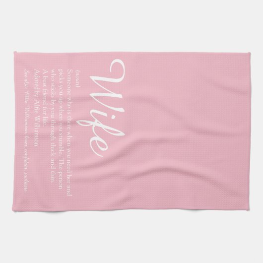 Ehefrau Definition Elegantes Skript Girly Pink Fun Geschirrtuch (Horizontal)