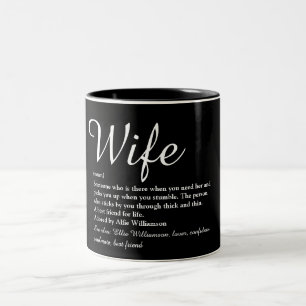 Ehefrau Definition Modern Chic Schrift Schwarz und Zweifarbige Tasse