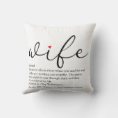 Ehefrau Definition Rotes Herz Schwarz und Weiß Kissen (Rückseite)