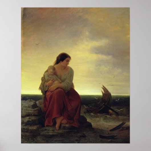 Ehefrau des Fischers am Strand Poster (Vorne)
