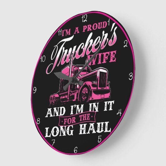 Ehefrau des LKWs: Pink Long Haul Große Wanduhr (Winkel)