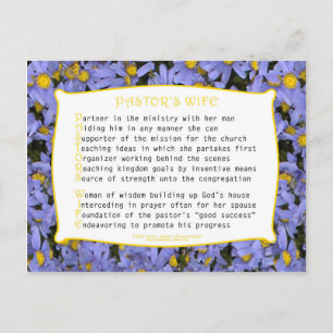 Ehefrau des Pastors (akrostisch) Postkarte