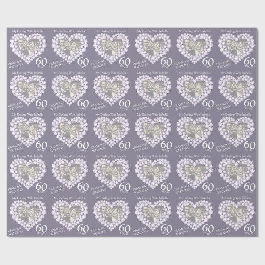 Ehefrau Diamant Hochzeitstag Foto-Verpackung Geschenkpapier (Flach)