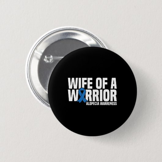 Ehefrau eines Warrior Blue Ribbon Alopezie Bewusst Button (Vorne & Hinten)