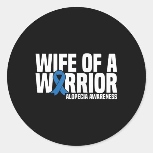 Ehefrau eines Warrior Blue Ribbon Alopezie Bewusst Runder Aufkleber (Vorderseite)