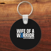 Ehefrau eines Warrior Blue Ribbon Alopezie Bewusst Schlüsselanhänger (Vorderseite)