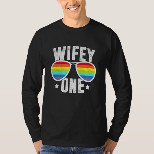 Ehefrau Eins Zwei Brücken Lgbt Lesbian Wedding Rai T-Shirt (Vorderseite)