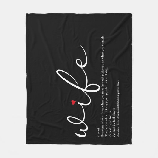 Ehefrau Elegante Script Red Liebe Herz Personalisi Fleecedecke (Vorderseite)