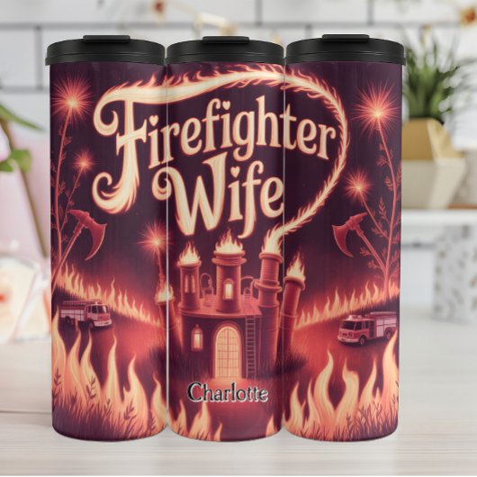 Ehefrau Feuerwehrmann Romantische Burgszene Thermosbecher