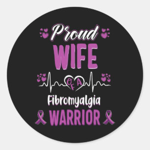 Ehefrau Fibromyalgie Kriegererkennungsband Lila Runder Aufkleber