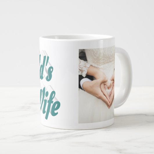Ehefrau Foto grüner Text Riesencoffee Tasse (Vorderseite Rechts)