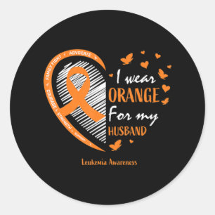 Ehefrau Frauen ich trage Orange für meine Muskelsc Runder Aufkleber