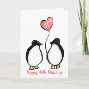 Ehefrau / Freundin Pinguin Pink Herzstück 40. Karte