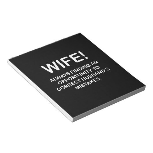 Ehefrau Funny Typografy Ehefrau Notizblock (angewinkelt)