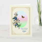 Ehefrau Geburtstag Blume und Schmetterling Karte (Vorderseite)
