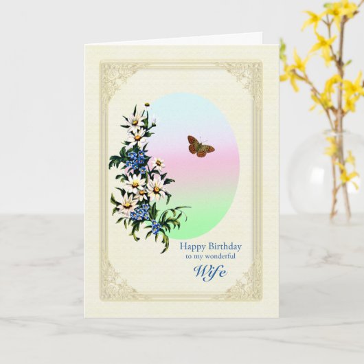 Ehefrau Geburtstag Blume und Schmetterling Karte (Gelbe Blume)