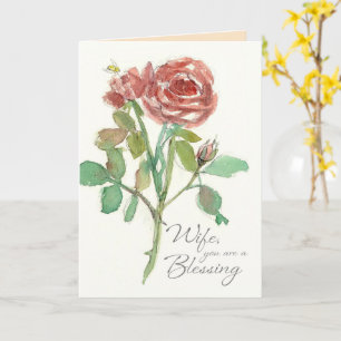 Ehefrau Geburtstag Gott segne dich rote Rose Blume Karte