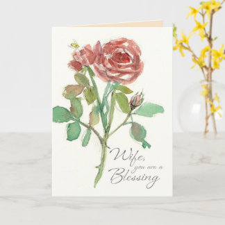 Ehefrau Geburtstag Gott segne dich rote Rose Blume Karte