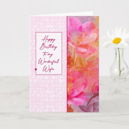 Ehefrau, Geburtstag, zarte rosa Blumen Karte